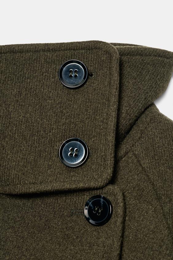 MANTEAU COL MONTANT CEINTURE - Kaki de Zara - Image 7