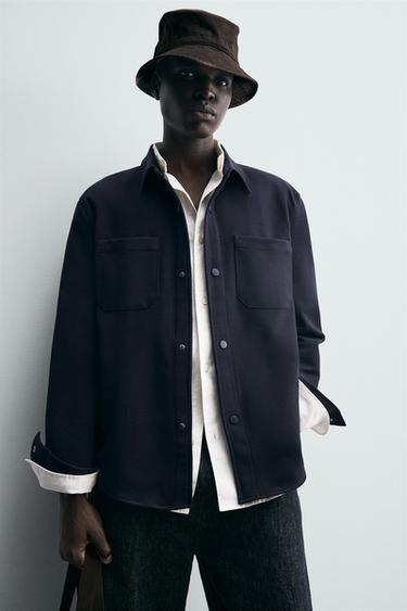 COMFORT TEXTURED OVERSHIRT - Navy blue by Zara - Image 4