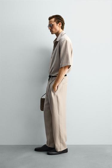 FLOWING TROUSERS WITH SIDE PLEATS - Grey / Tan by Zara