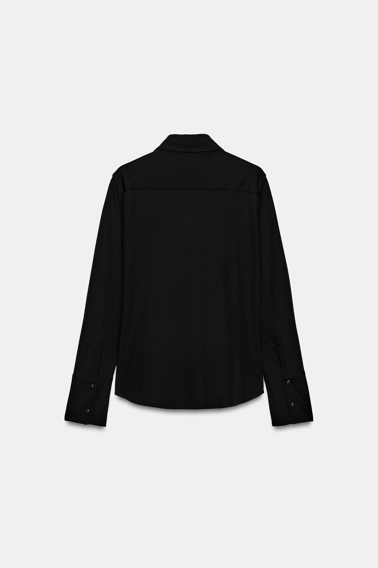 Женская рубашка Zara Gold Button Shirt ZW Collection, цвет: Чёрный — фото 7
