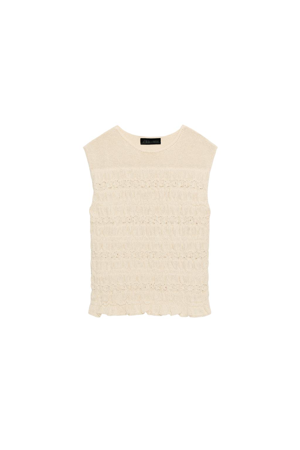 SMOCKED KNIT TOP - image 3