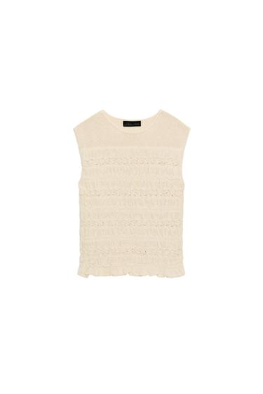 TOP PUNTO NIDO DE ABEJA - Crudo de Zara