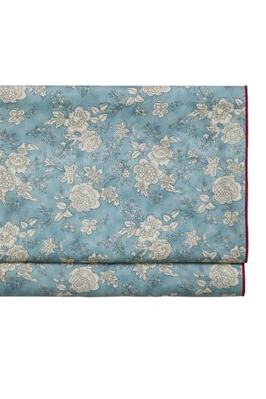 SATEEN FLORAL PRINT FLAT SHEET WITH PIPING - Grey / Blue by Zara