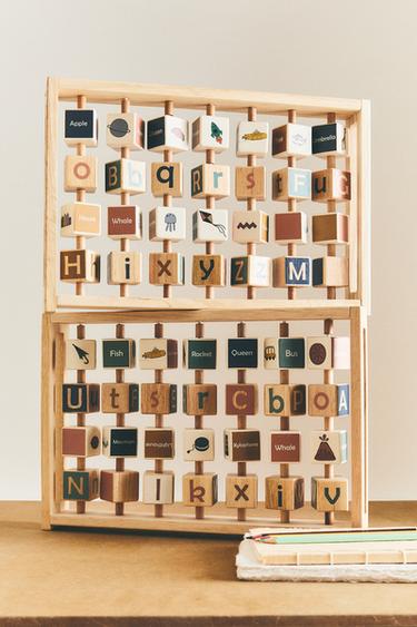 CHILDREN’S WOODEN ALPHABET TOY - Light beige by Zara