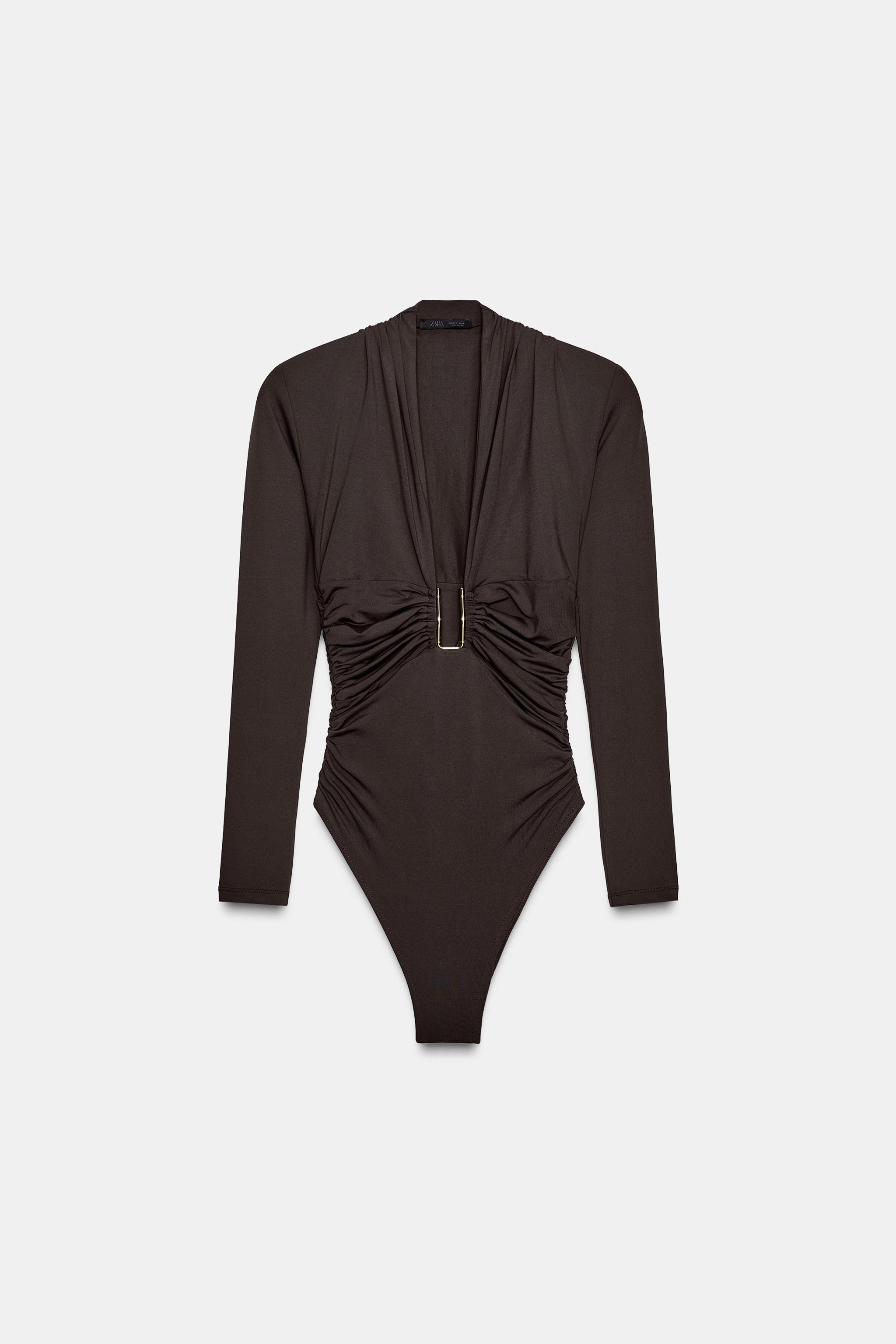 DRAPED POLYAMIDE BODYSUIT
