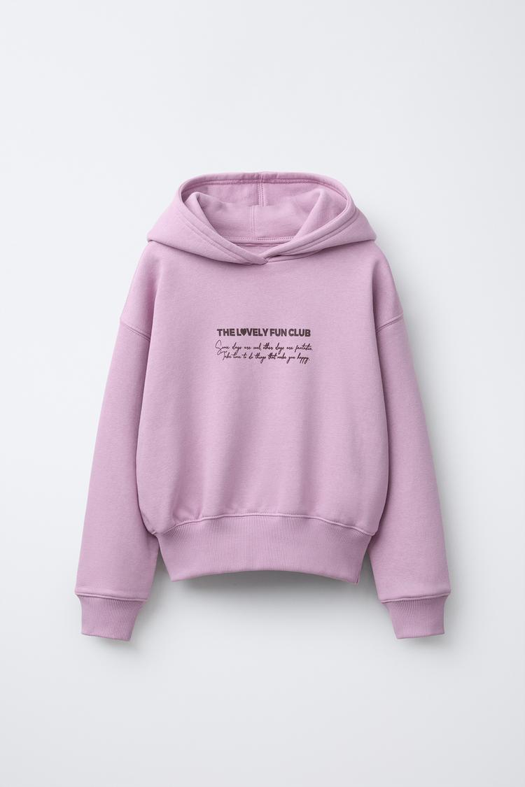 JOGGING HOODIE WITH TEXT Pink ZARA United Kingdom