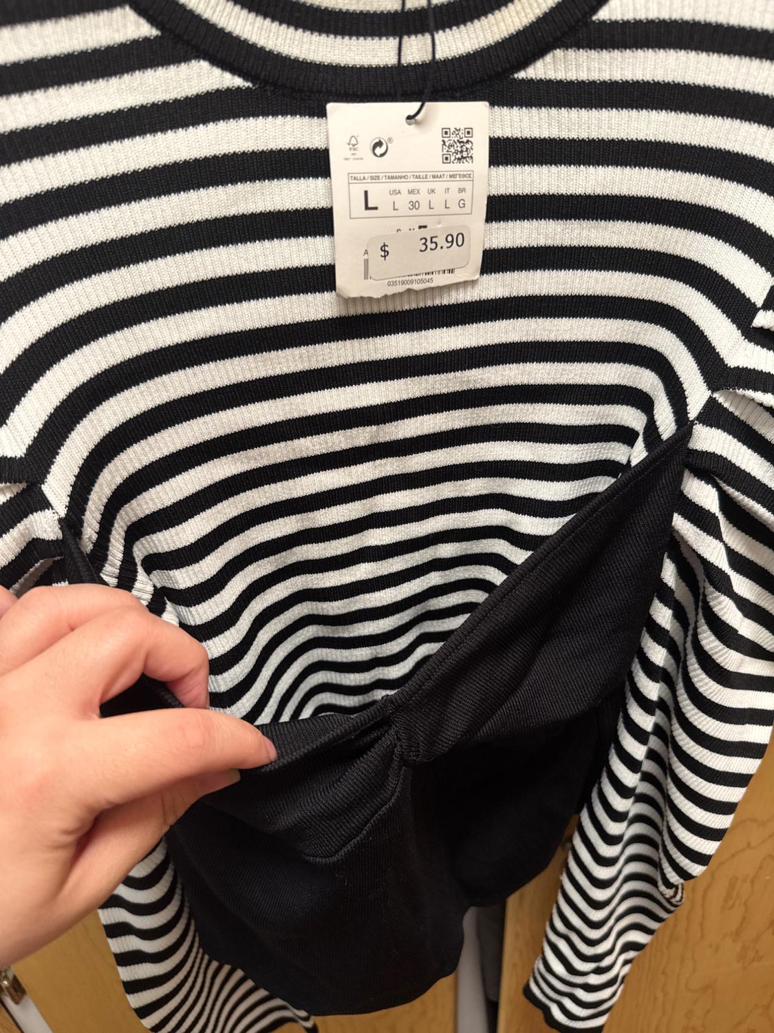 STRIPED CROPPED SHIRT WITH PUFFED LONG SLEEVE - Image 3