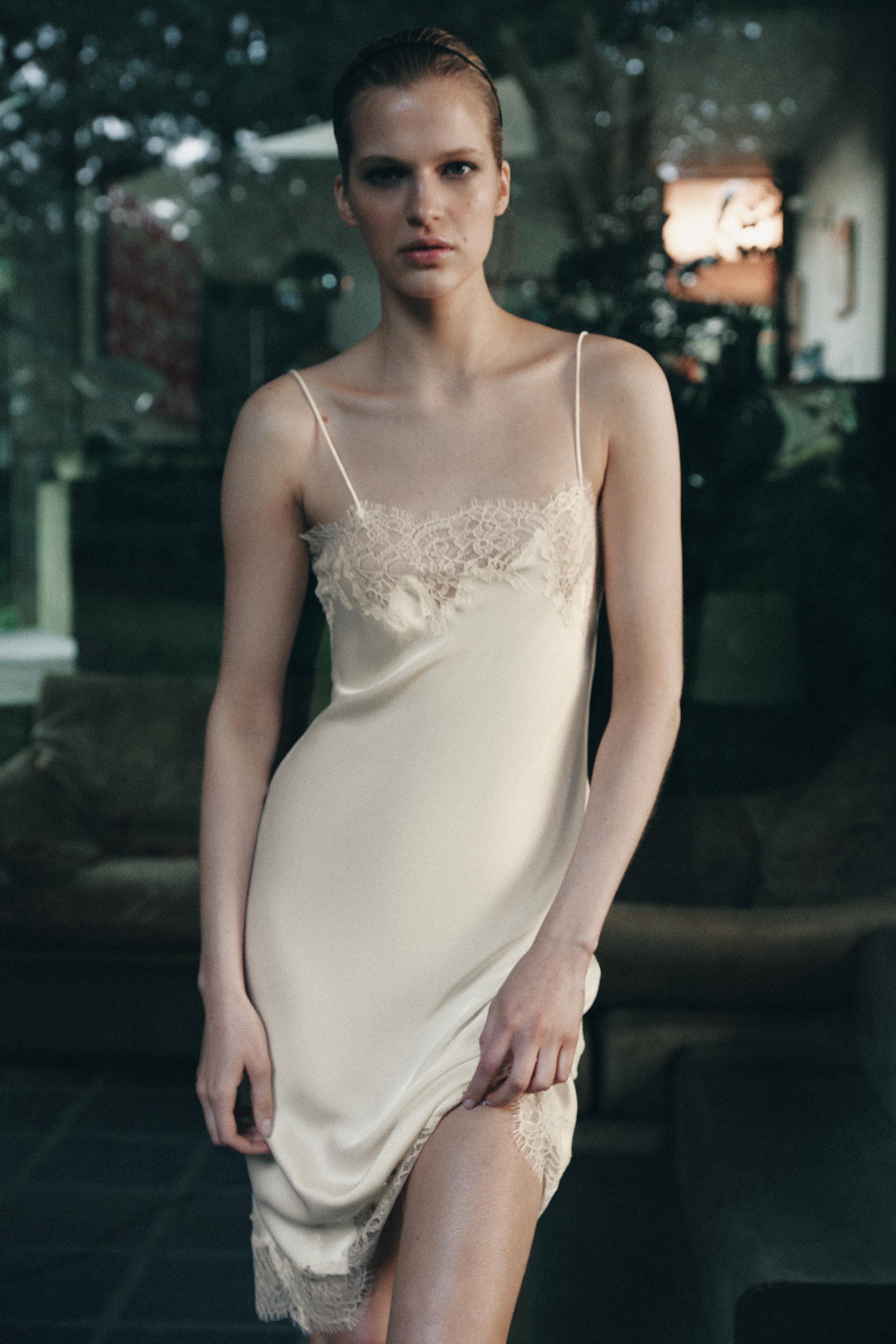 LACE LINGERIE STYLE MIDI DRESS