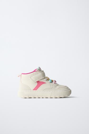 Zara DETAILED HIGH-TOP SNEAKERS - White