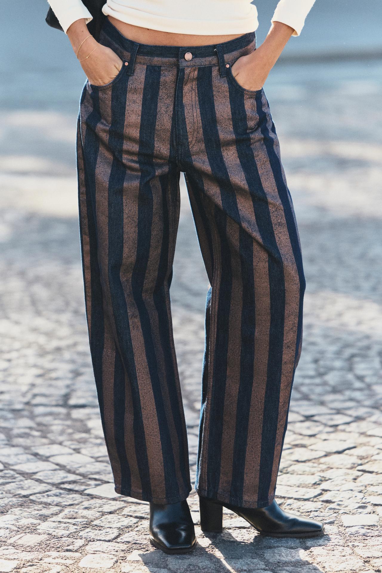 Z1975 MID-RISE BARREL STRIPED JEANS — striped