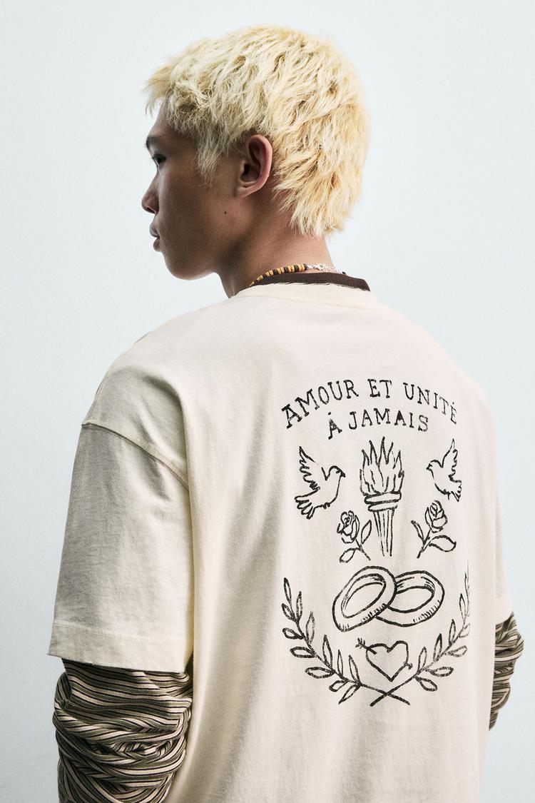 ZARA SLOGAN PRINT T-SHIRT