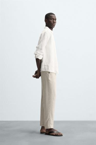 100% LINEN TROUSERS - Light beige by Zara - Image 3
