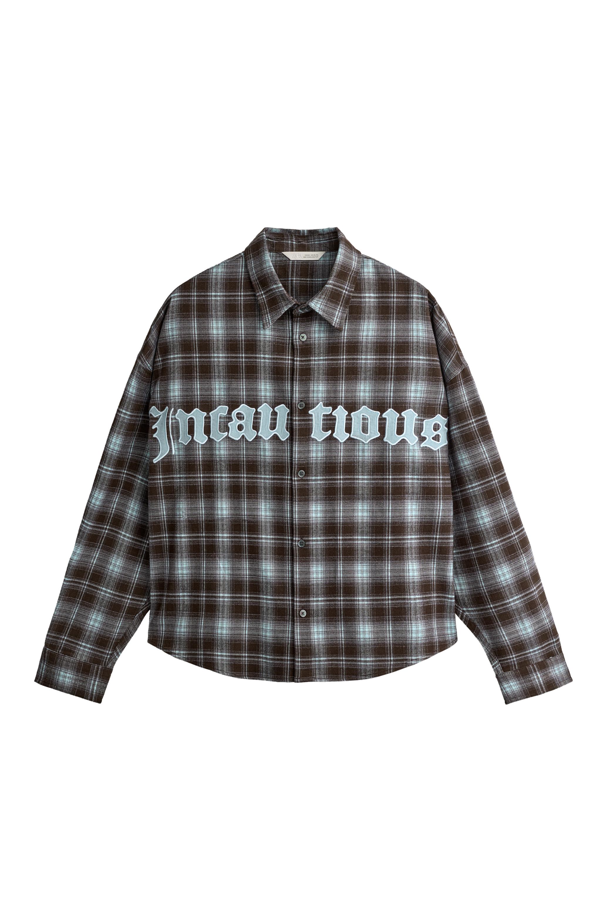 CAMISA CUADROS PARCHES TEXTO