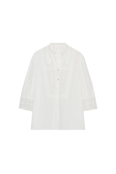 BLUSA BORDADOS ZW COLLECTION - Crudo de Zara