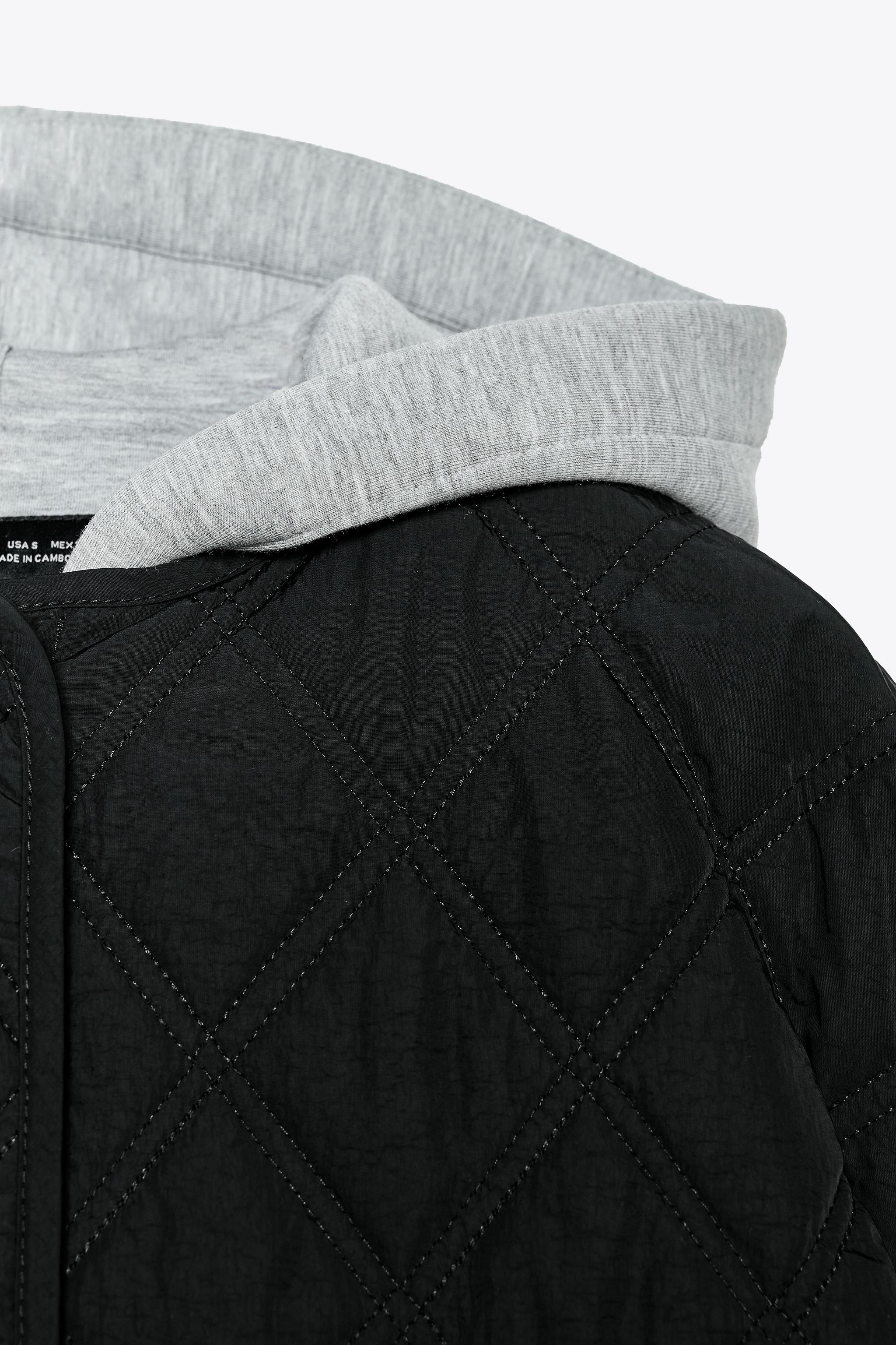 COMBINED HOOD WATER REPELLENT PUFFER JACKET - Black | ZARA