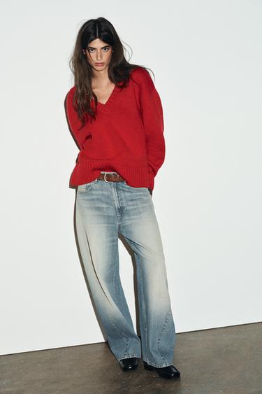 TRF BAGGY BALLOON MID-WAIST JEANS - Light blue by Zara