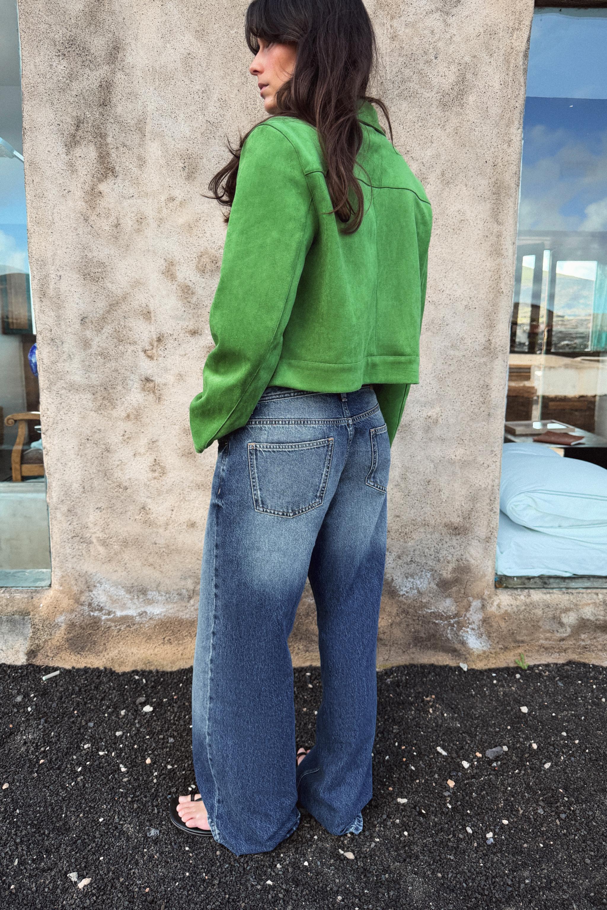 FAUX SUEDE CROPPED JACKET