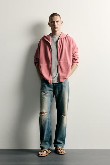 WAFFLE-KNIT HOODIE - Pink by Zara - Image 0