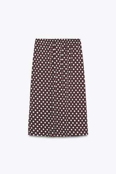 JUPE MI-LONGUE À POIS ZW COLLECTION Grenat ZARA France