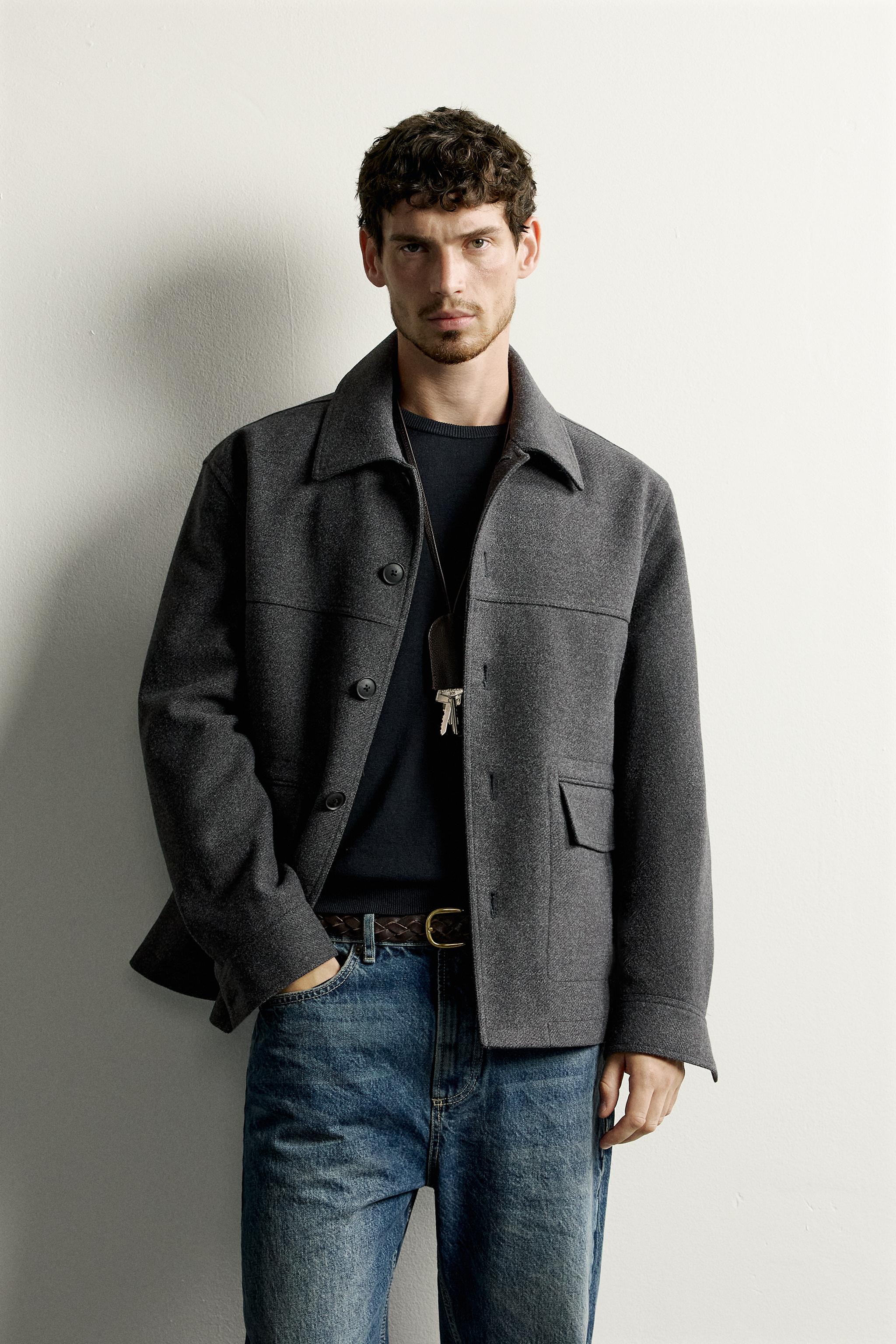 MANTEAU REGULAR FIT EN DRAP DE LAINE