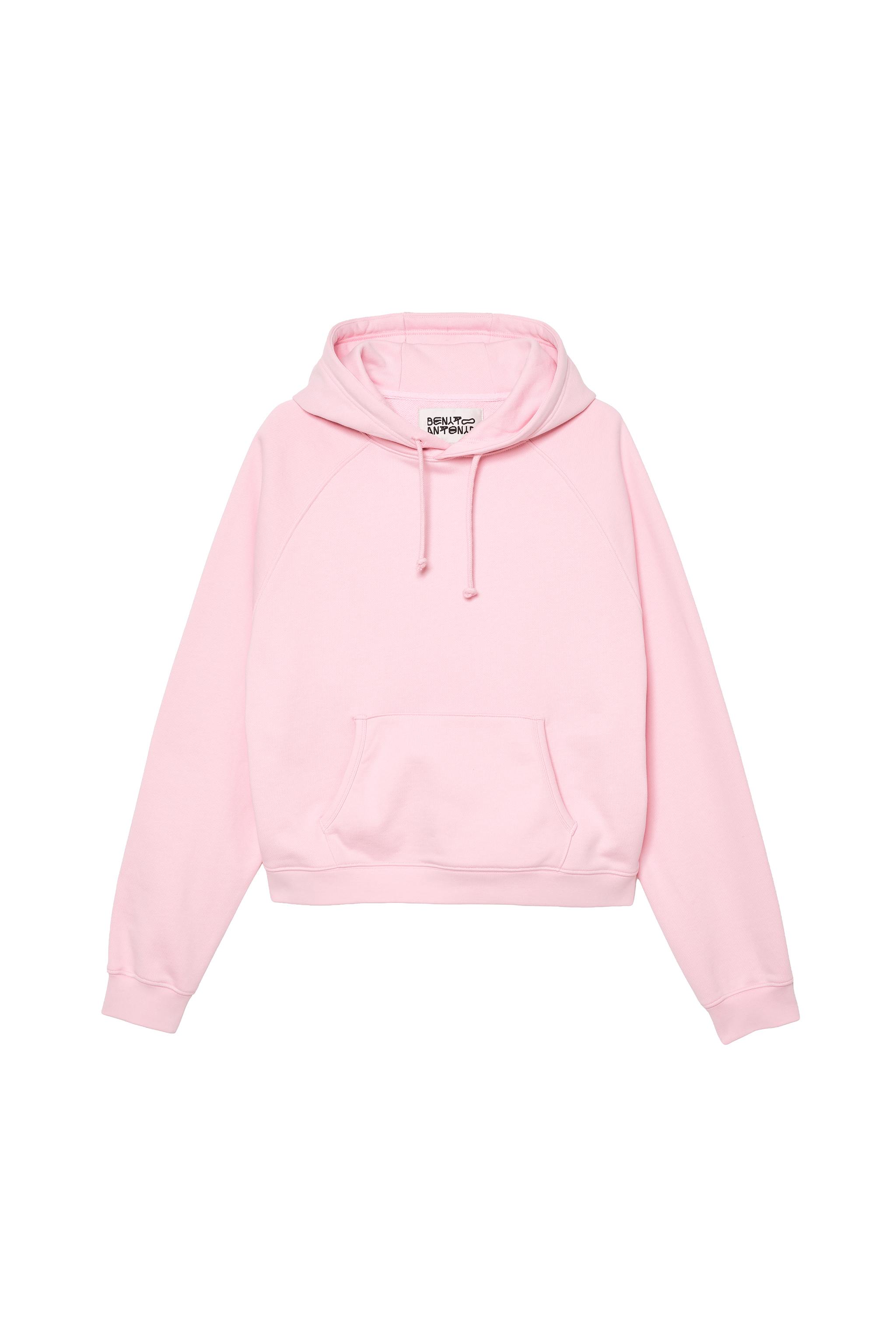 EMBROIDERED LOGO HOODIE SWEATSHIRT — Pink