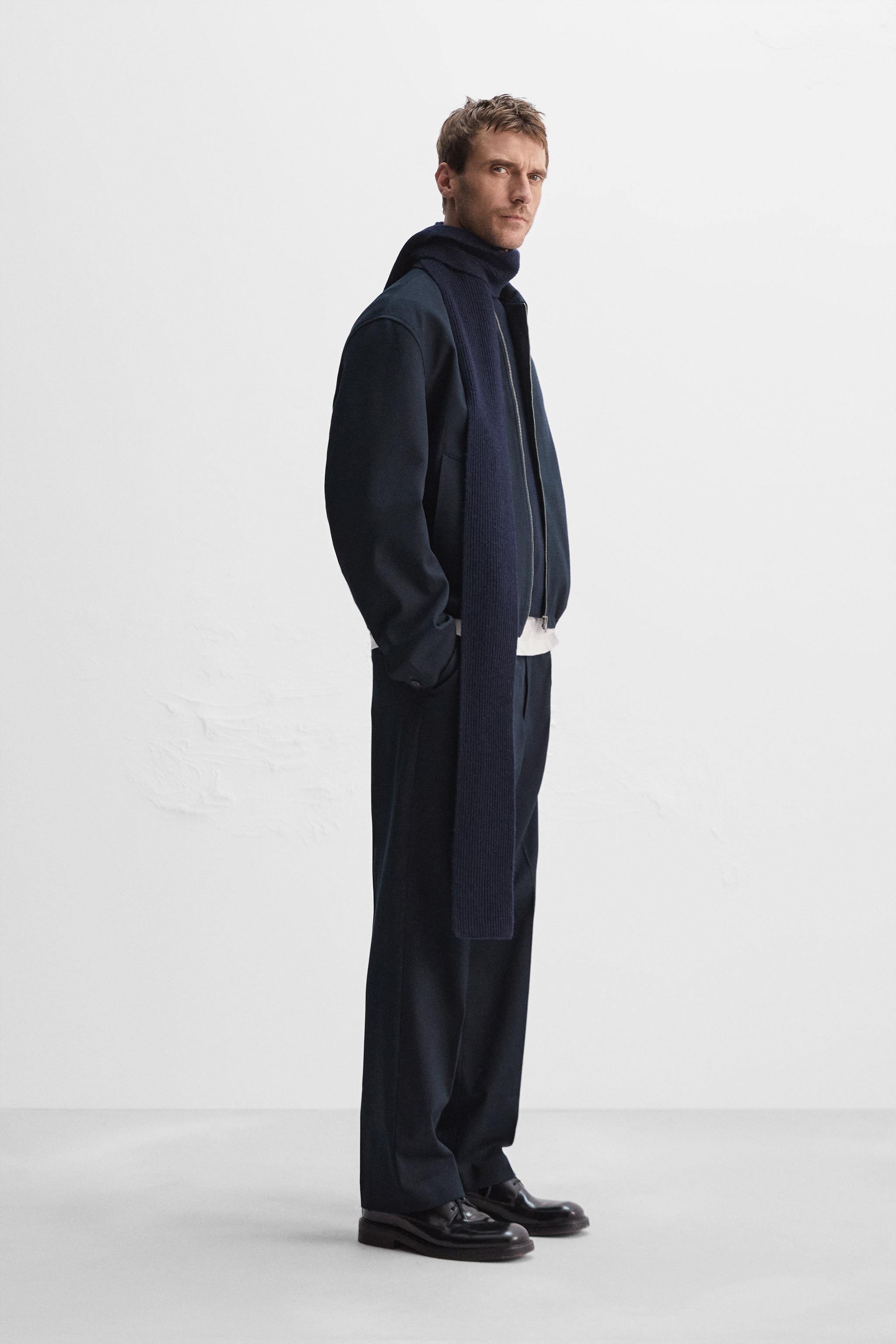 TEXTURED PLEATED PANTS - Navy blue | ZARA United States TEXTURED PLEATED PANTS - Navy blue | ZARA United States