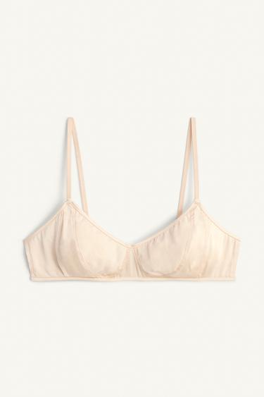 BRALETTE حرير MINIMAL إصدار محدود - وردي باستيل الخاص بـ Zara