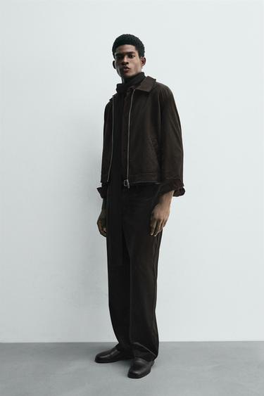 TEXTURED VELVET OVERSHIRT - Brown by Zara - Image 3