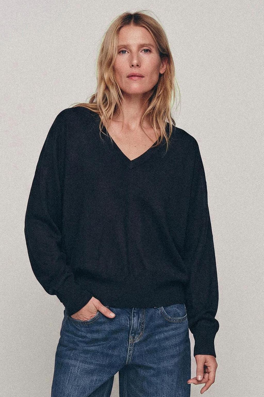WOOL BLEND V-NECK JUMPER
