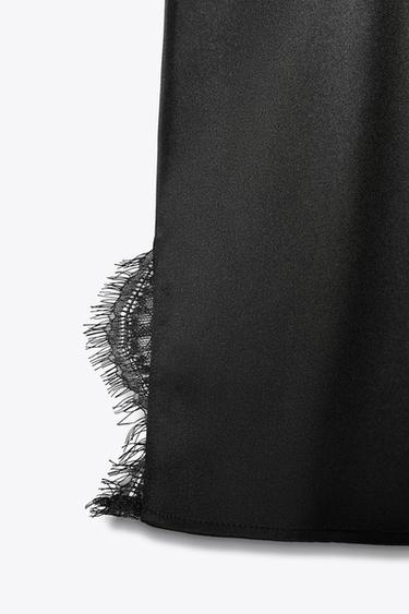 TOP SATINÉ DENTELLE - Noir de Zara - Image 8