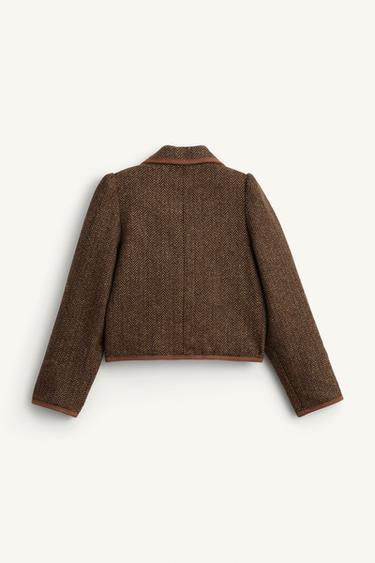 LIMITED EDITION HERRINGBONE WOOL BLAZER - Brown marl by Zara - Image 4