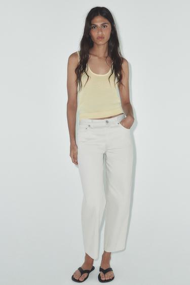 TOP PUNTO LISO - Amarillo claro de Zara