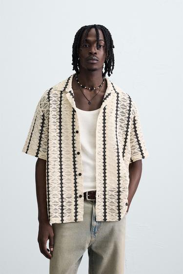 CHEMISE STRUCTURE CROCHET - Écru / Noir de Zara - Image 1