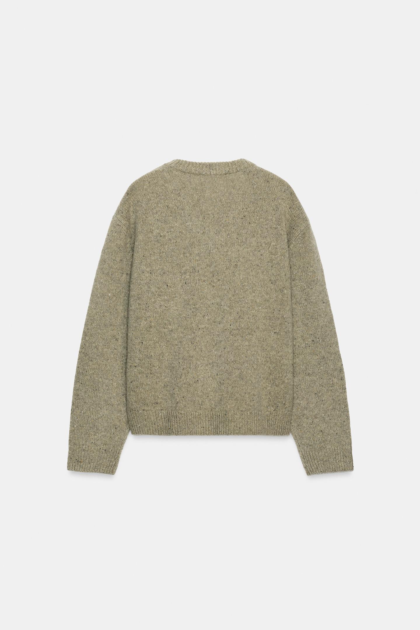 Женский свитер Zara 100% Wool V-NECK, цвет: Матовый зелёный — фото 7