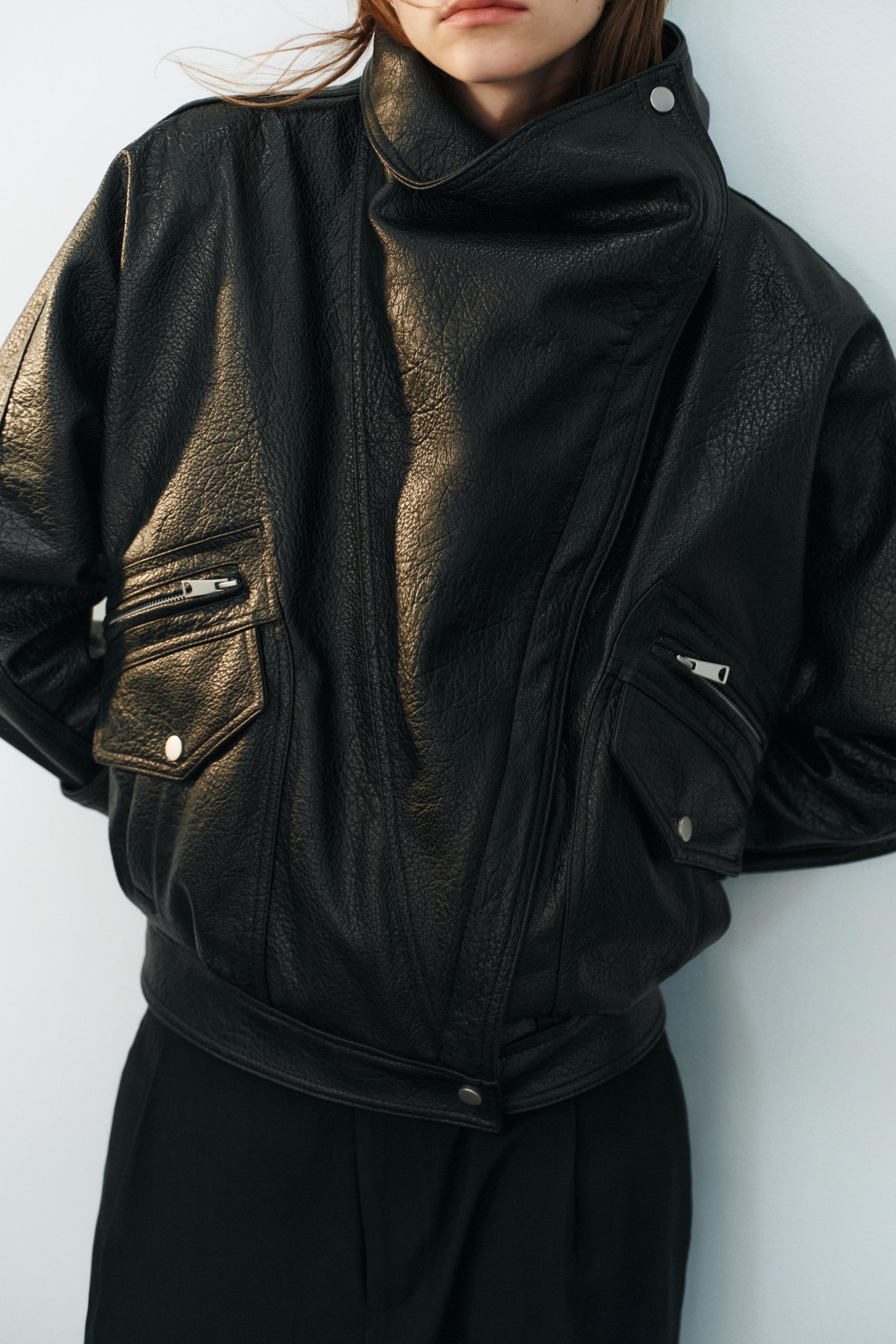 Zara SUNİ DERİ BIKER CEKET görsel 3