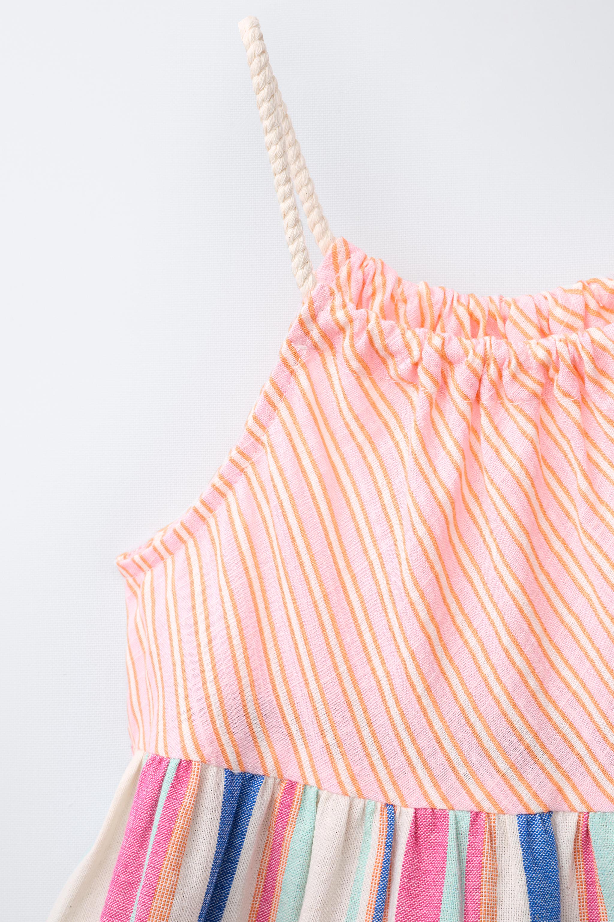 Детские платья Zara STRIPED AND FLORAL PLEATED DRESS — фото 4