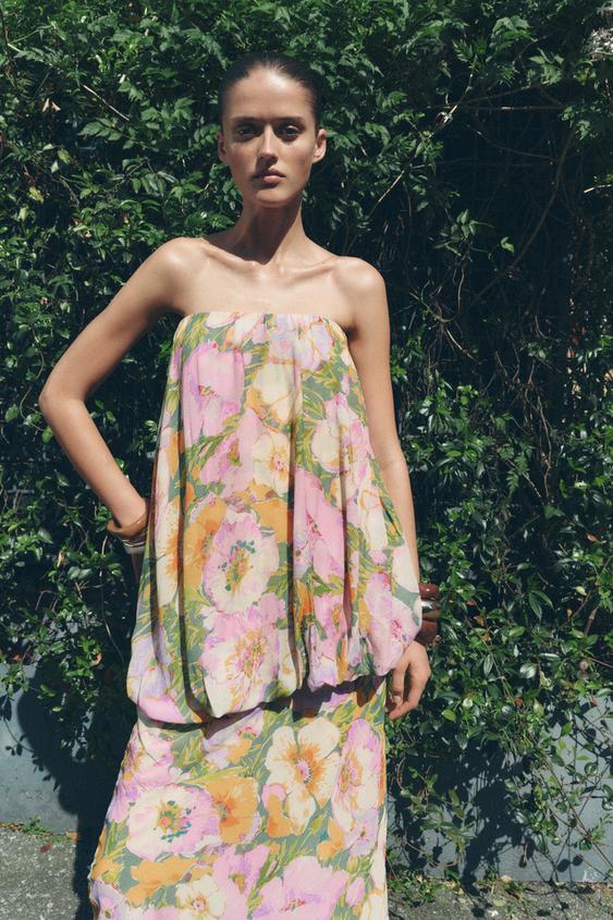 ŠATY S KVĚTINOVÝM POTISKEM ZW COLLECTION LIMITOVANÁ EDICE - Zelená od Zara - Obrázek 2