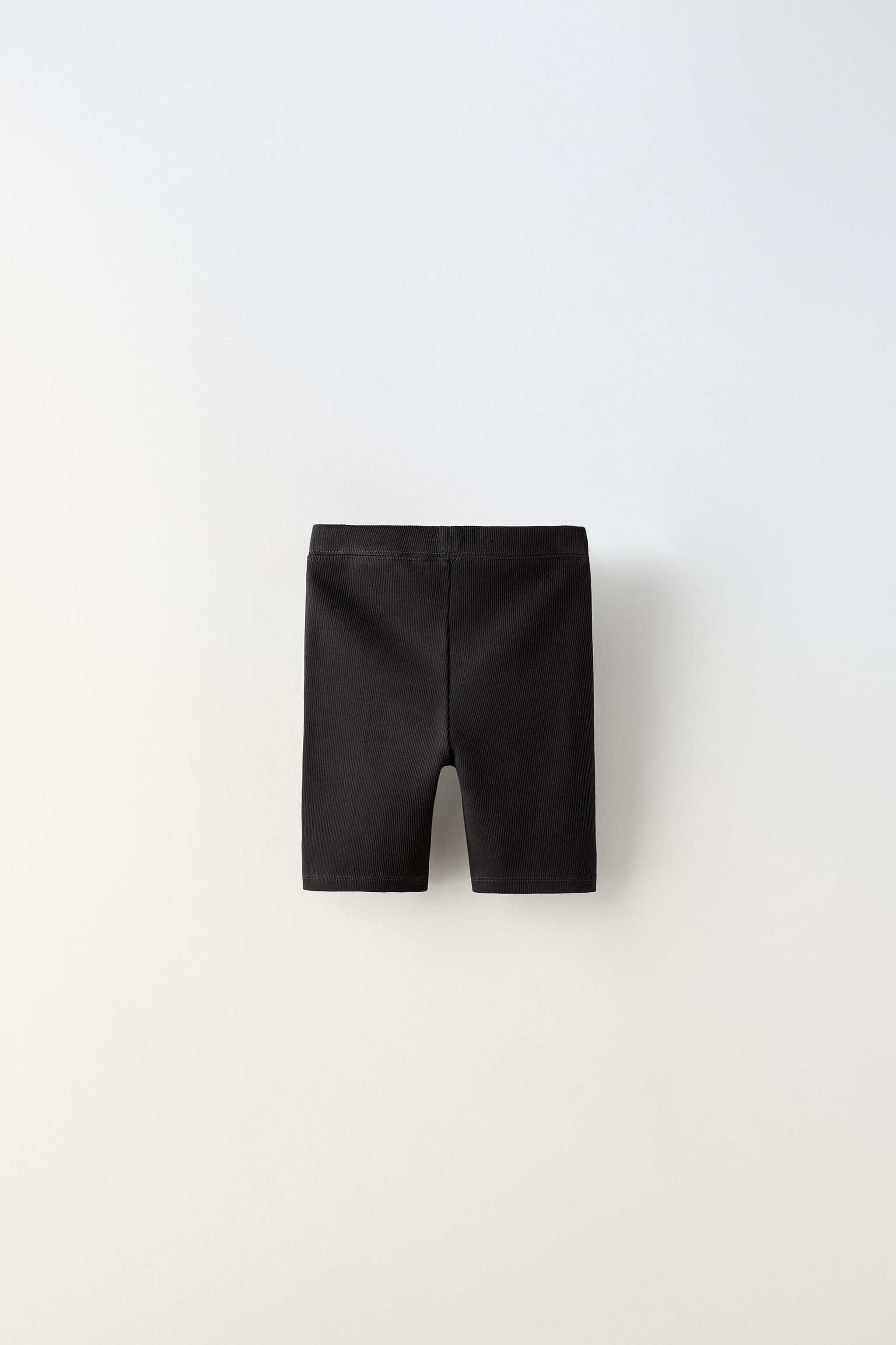 RIBBED CYCLING SHORTS WITH LABEL Black ZARA Australia