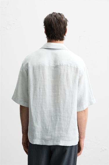CHEMISE POLO 100 % LIN - Gris clair de Zara - Image 2