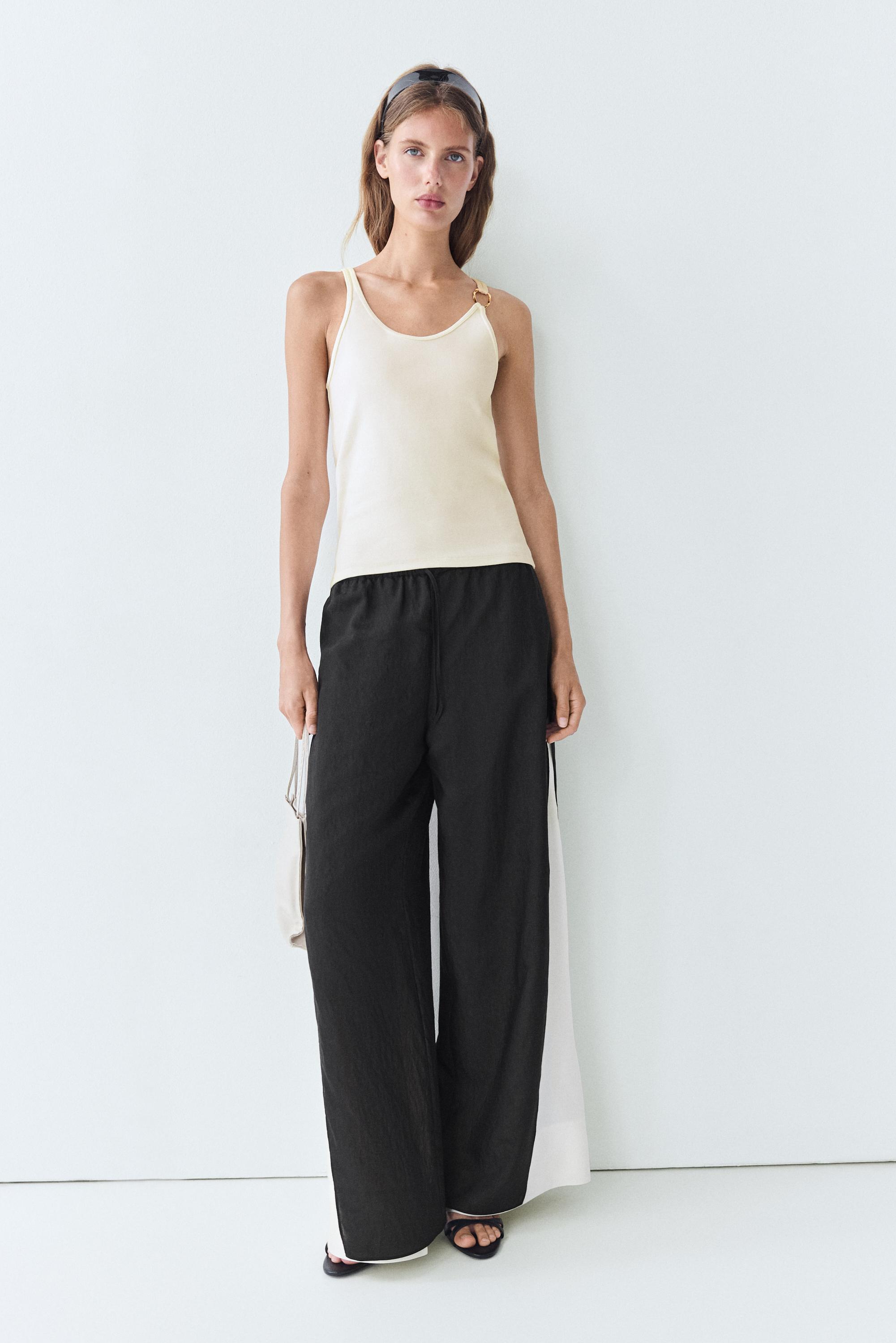 Flowing wide-leg pants with darts - co-ord