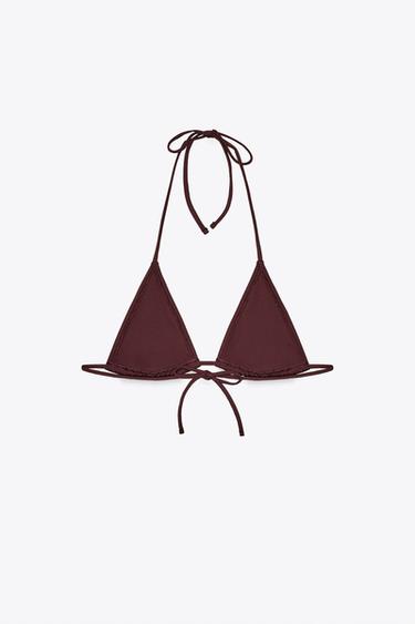 HAUT DE BIKINI TRIANGLE STRASS - Marron de Zara - Image 5