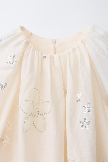 BEADED FLORAL DRESS - Ecru by Zara - Image 2