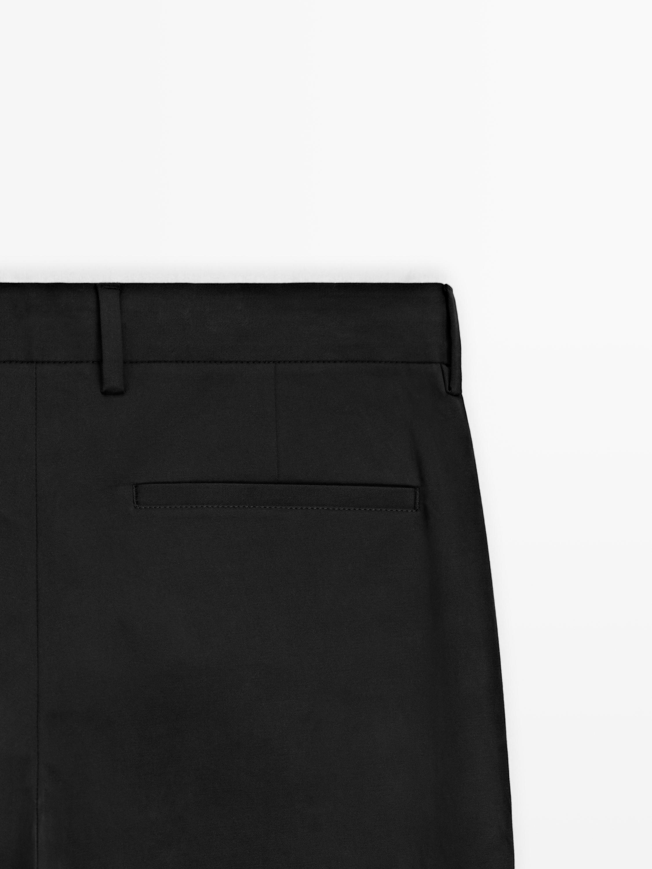 Cotton blend slim fit trousers