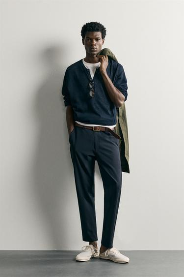 PANTALÓN CHINO ESTRUCTURA CONFORT - Marino oscuro de Zara