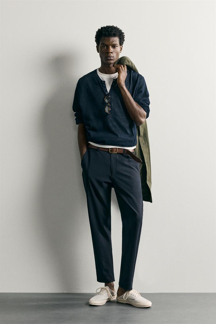 COMFORT TEXTURED CHINO TROUSERS
