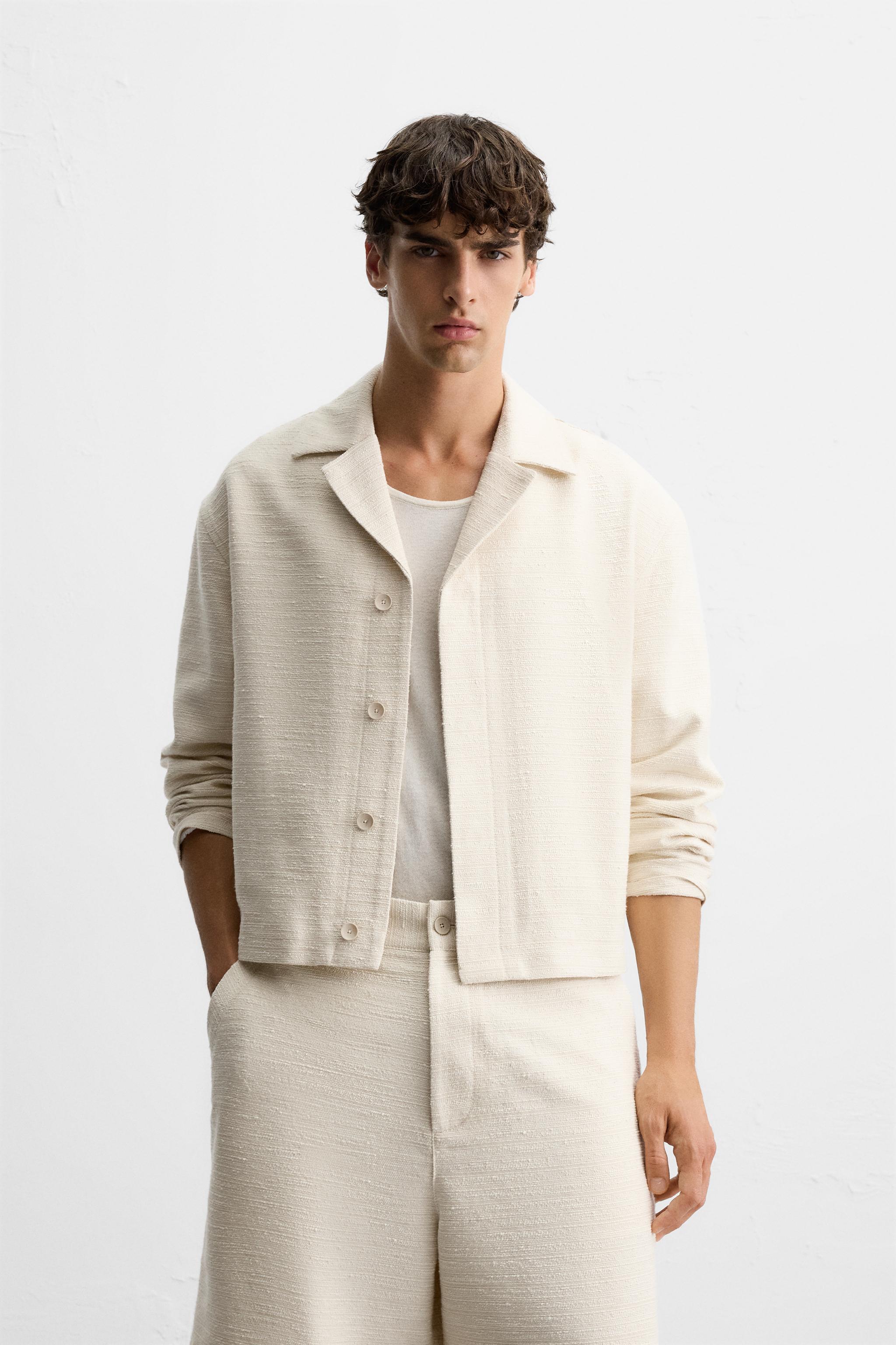 テクスチャーシャツジャケット - ライトベージュ | ZARA Japan