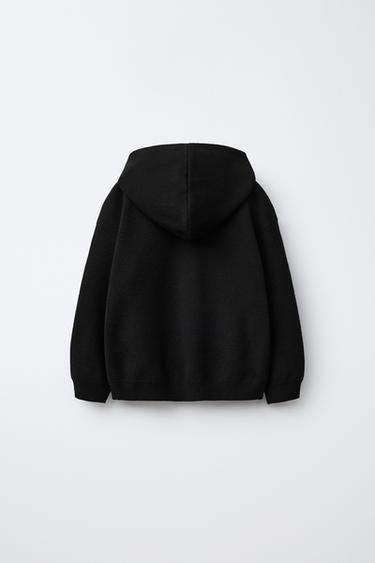 KNITTED HOODIE - Black by Zara - Image 1