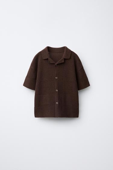 CROCHET KNIT SHIRT - Brown / Taupe by Zara
