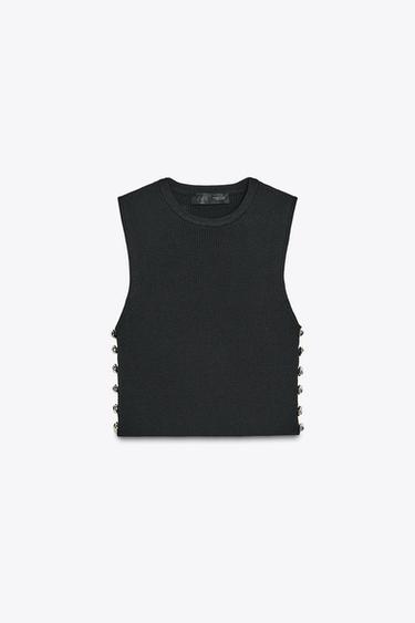 RIB KNIT TOP - Black by Zara - Image 3