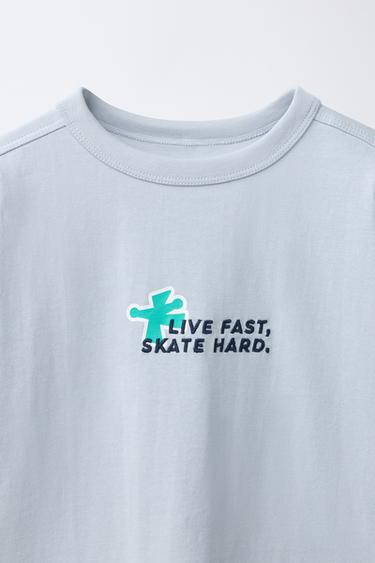 T-SHIRT IMPRIMÉ LOGO - Bleu de Zara - Image 2